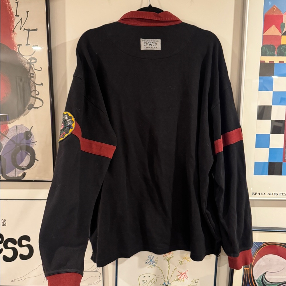 Pelle Pelle Black and Burgundy Rugby Shirt - size XL - Picture 11 of 15